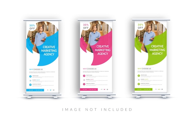 Corporate rollup or x banner template with  creative shapes