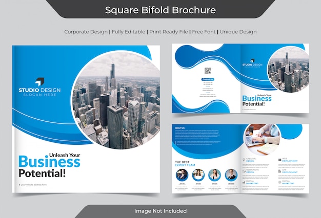 Corporate Square Bi-Fold Brochure Template Design