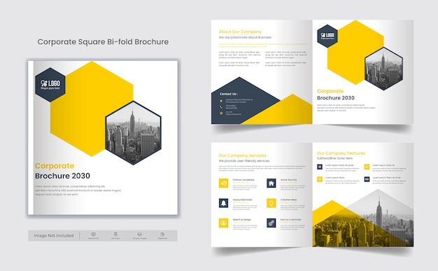 Corporate square bifold brochure cover design template