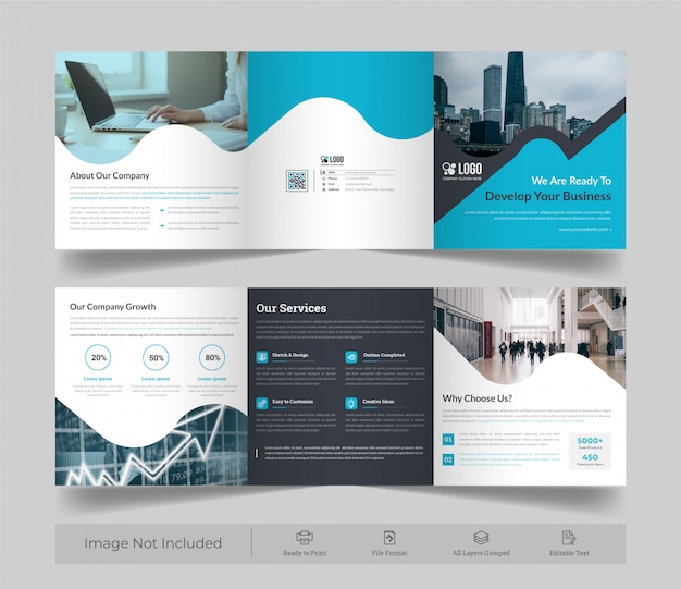 Corporate square trifold brochure template