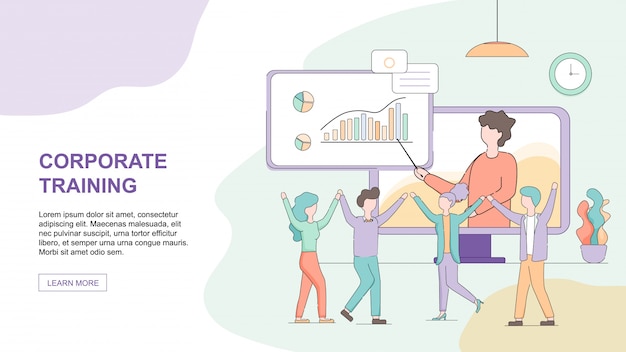 Corporate Training Horizontal web template with Copy Space.