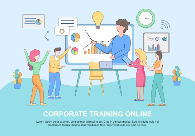 Corporate Training Online Horizontal web template with Copy Space