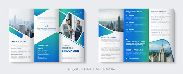 Corporate trifold brochure online template with company profile cover design for business agency