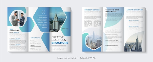 Corporate trifold brochure template with company profile cover design for business agency