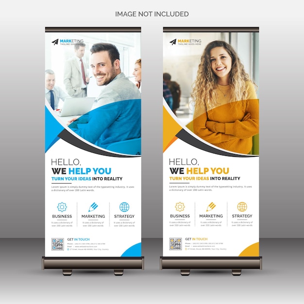 Corporate X Banner Pull Up Roll Up Banner Standee Template with Creative Shapes and Idea