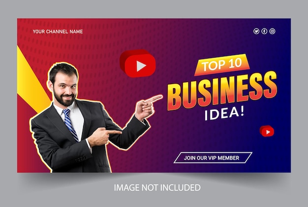 Vector corporate youtube video thumbnail and social media post web banner template business banner design