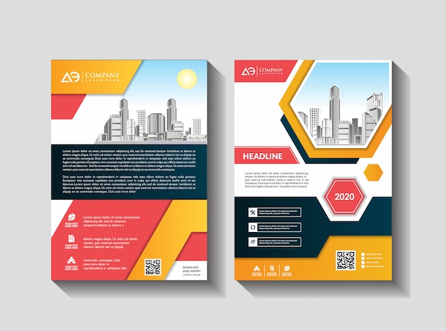 Corporative flyer layout annual report template