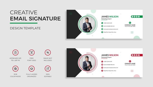 Corporayte business email signature template design or email footer and personal social media cover