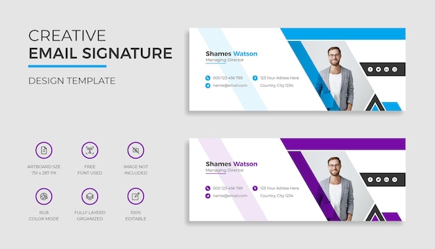 Corporayte business email signature template design or email footer and personal social media cover