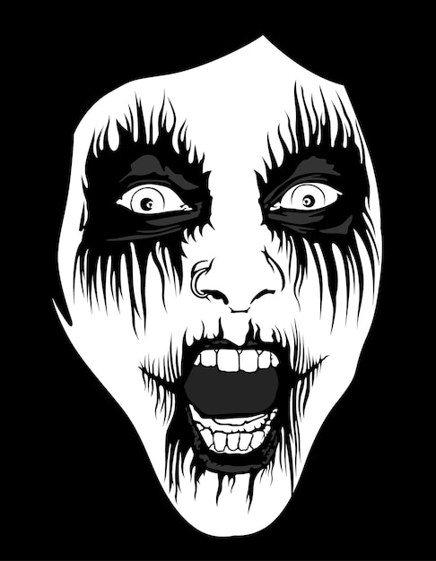 Corpse Paint Makeup as Black and White Sketch