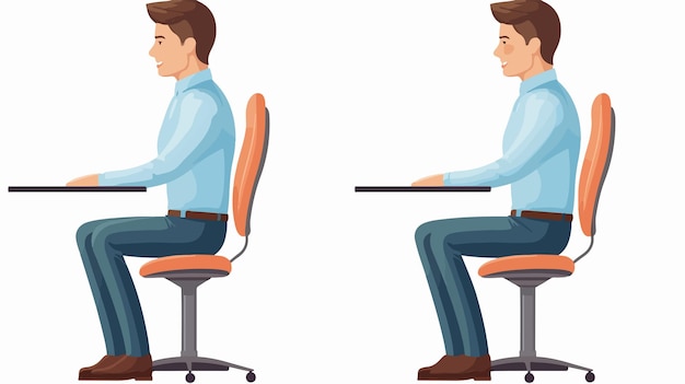 Vector correct and incorrect back sitting position