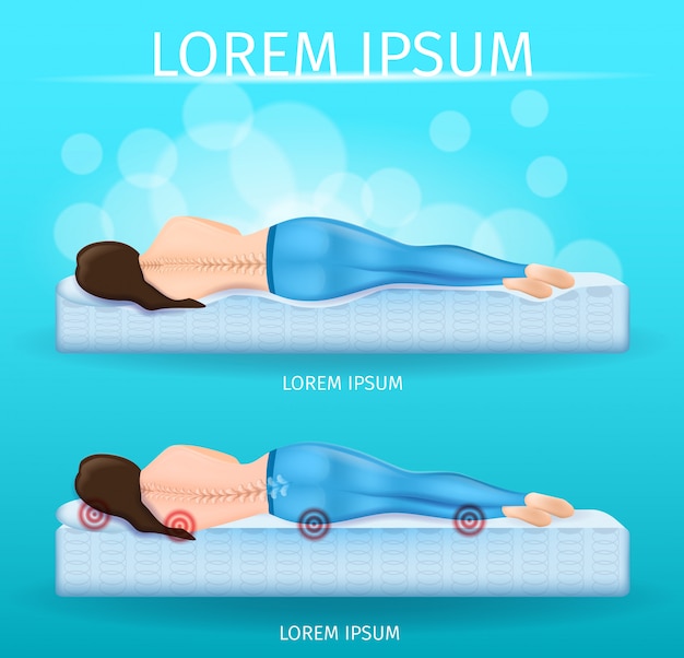 Vector correct spine sleeping position vector banner