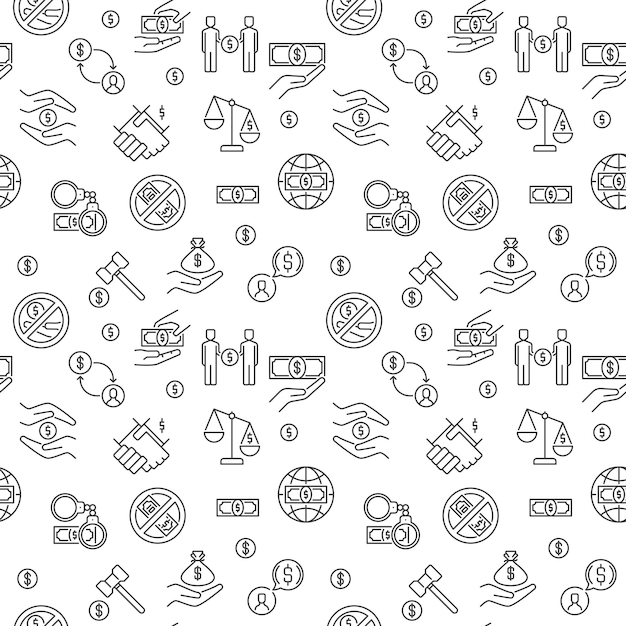 Corruption concept outline vector minimal seamless pattern