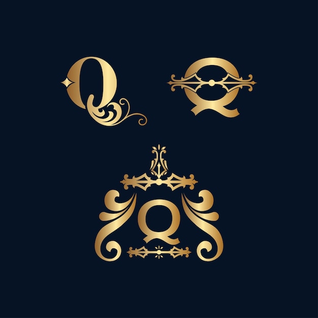 Vector cosmetic gold logo letter q