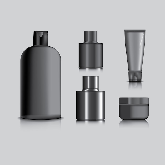 Cosmetic package black color for decorate on gray background