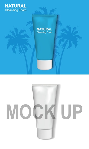 Cosmetic package cream mock up on colour background