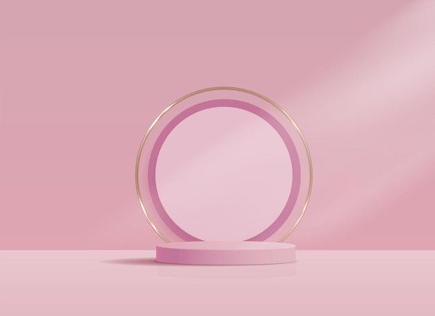 Cosmetic pink background and premium podium display for product presentation branding.