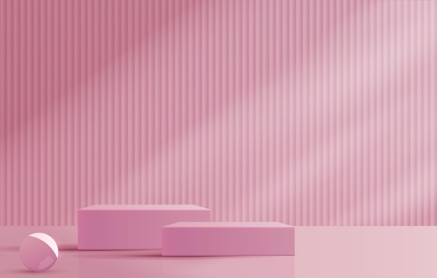 Cosmetic pink background and premium podium display for product presentation branding.