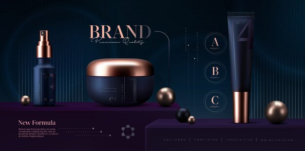 Vector cosmetic products set . premium cream jar for skin care products. luxury facial cream. elegant cosmetic