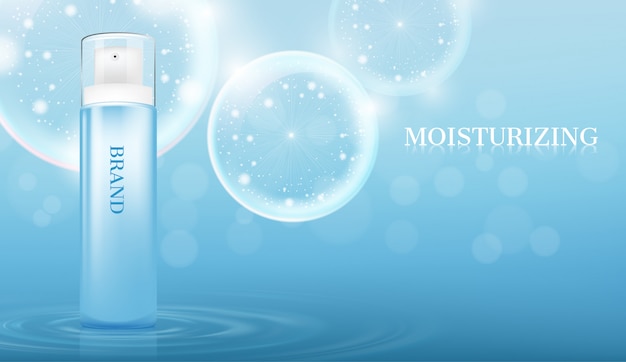 Cosmetic products on water surface with air bubble