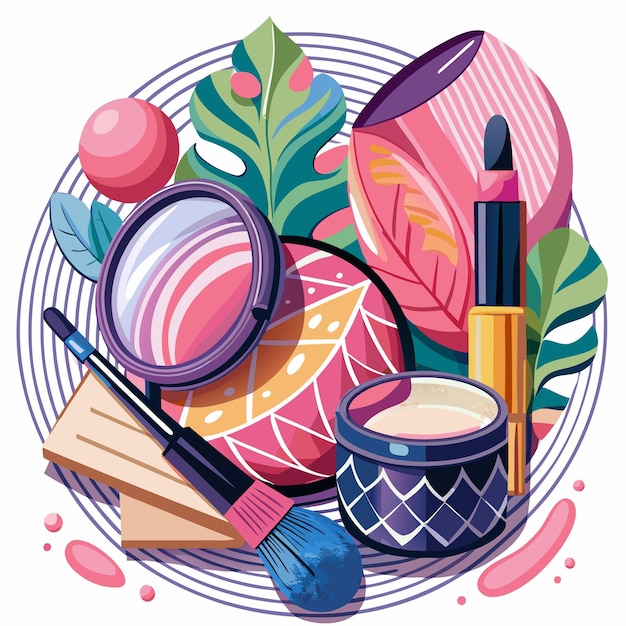 Cosmetic products with floral illustrations