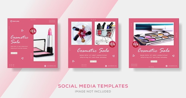 Cosmetic sale banner for social media template post premium