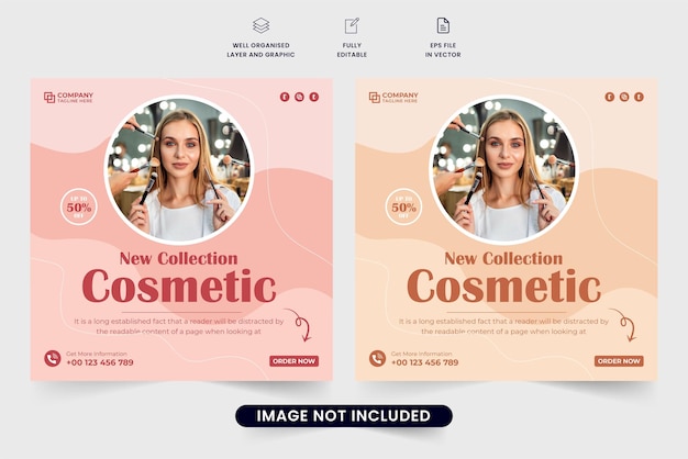 Vector cosmetic sale template design with discount offers for social media marketing exclusive cosmetic and skin care product promotional template vector beauty product advertisement poster vector