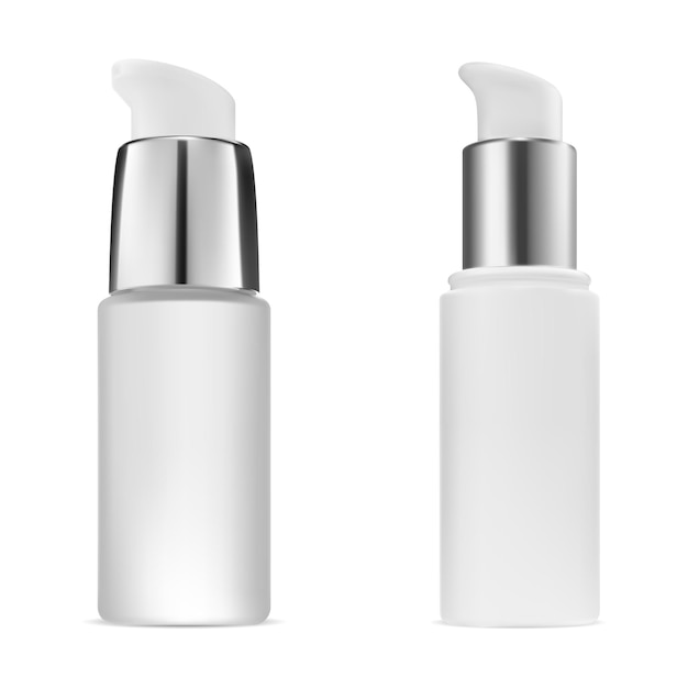 Cosmetic serum pump bottle Glass container mockup