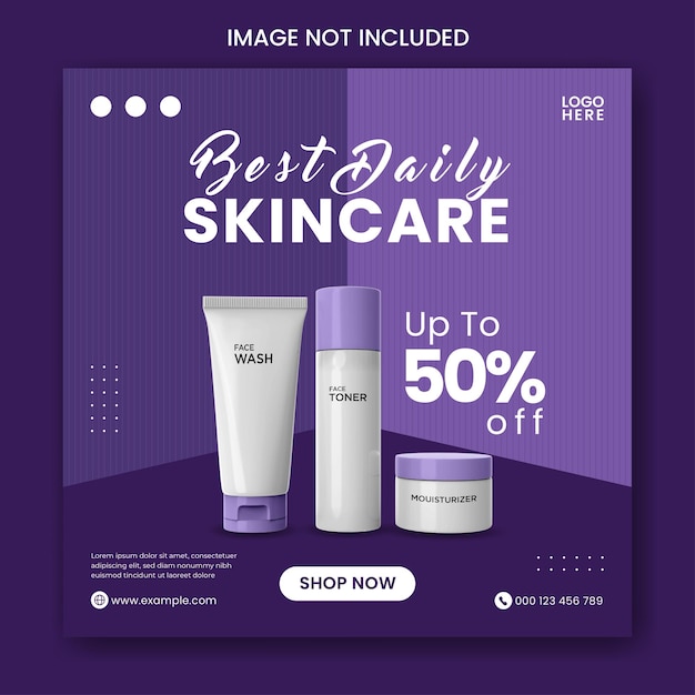 Cosmetics beauty products or skincare social media and instagram post square banner template