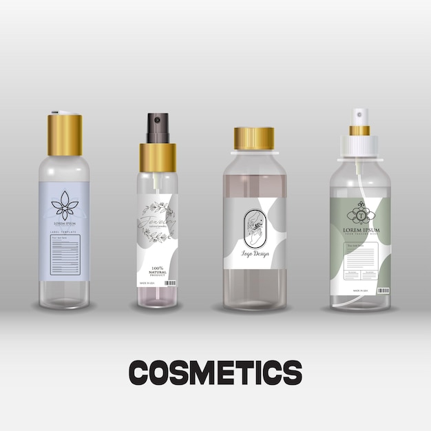 Vector cosmetics bottle packaging template contrast luxury realistic