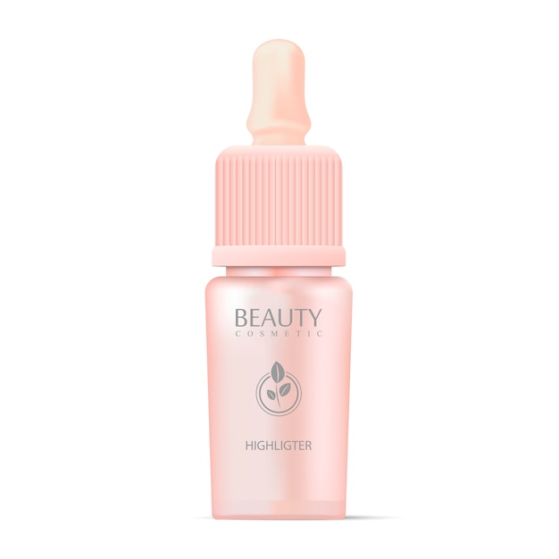 Cosmetics highligter bottle with dropper