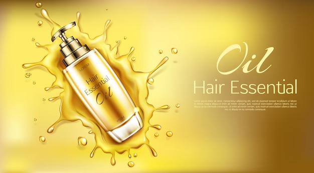 Cosmetics oil for hair essential product bottle