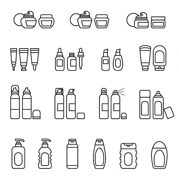 Cosmetics package icon set