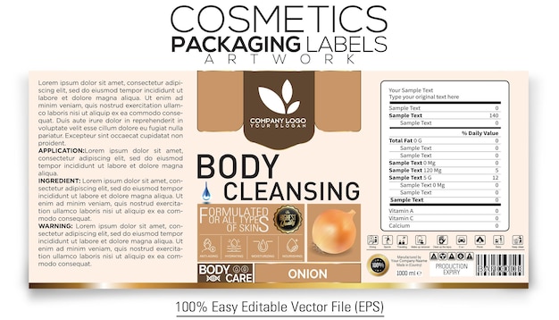 Cosmetics Packaging Label Artwork Design Body Cleansing With Onion