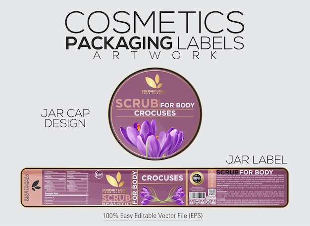 Cosmetics Packaging Label Scrub For Body Label And Cap Design With Crouses