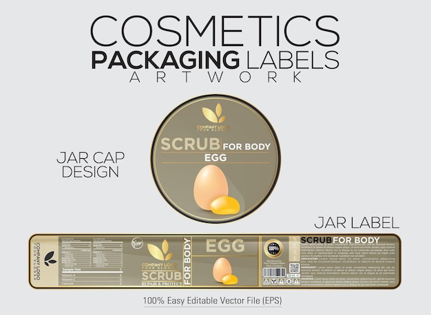 Cosmetics Packaging Label Scrub For Body Label And Cap Design With Egg