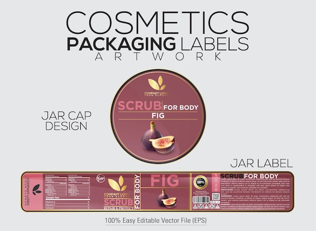 Cosmetics Packaging Label Scrub For Body Label And Cap Design With Fig