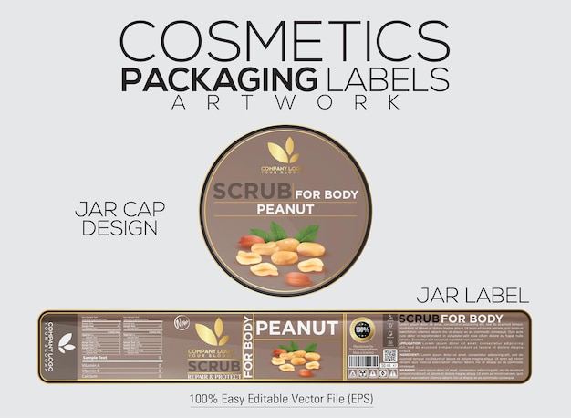 Cosmetics Packaging Label Scrub For Body Label And Cap Design With Peanut