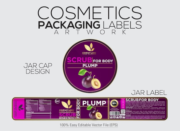 Cosmetics Packaging Label Scrub For Body Label And Cap Design With Plump