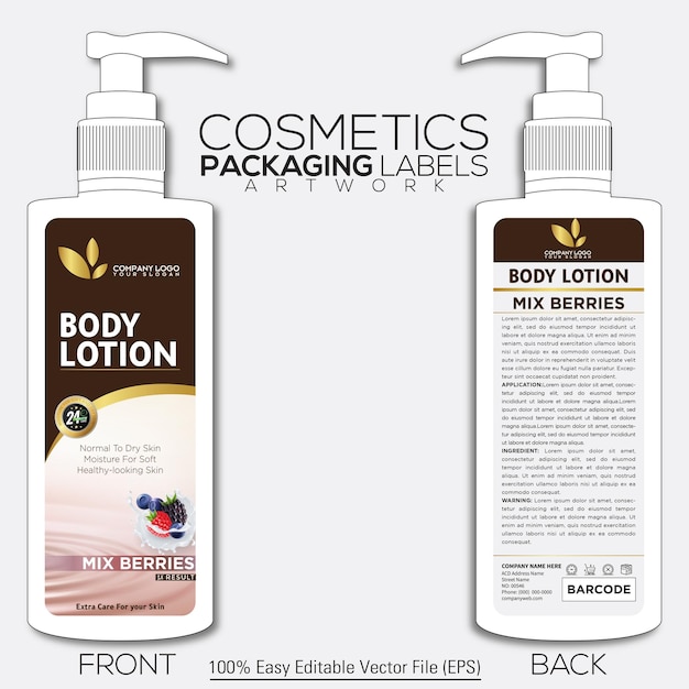 Cosmetics Packaging Labels Artwork Body Lotion Mix Berry