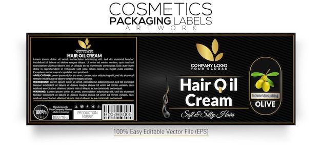 Cosmetics Packaging Labels Hair Oil Cream Olive Oil