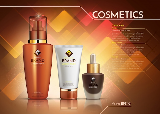 Cosmetics realistic package ads template