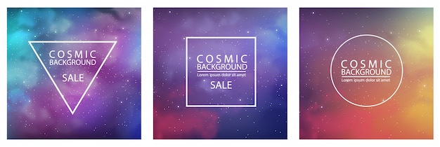 Cosmic background or banner set with abstract colors