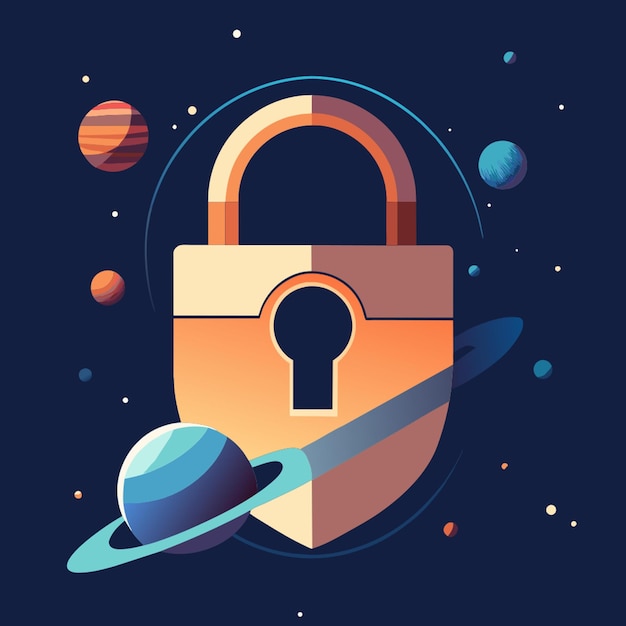 cosmic big lock vector illustration flat 2