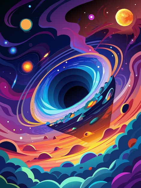 cosmic black hole vector graphics illustration EPS source file format lossless scaling icon design