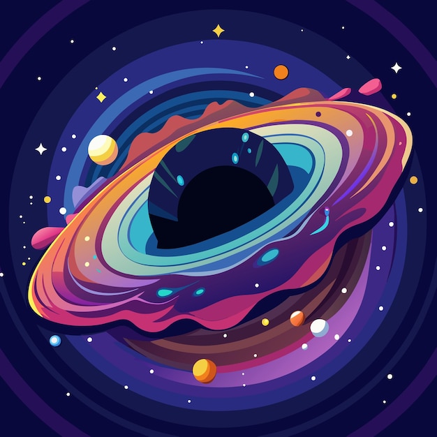 cosmic black hole vector graphics illustration EPS source file format lossless scaling icon design