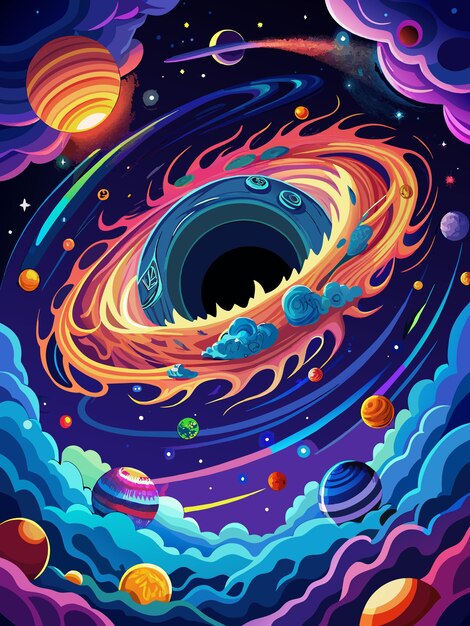 cosmic black hole vector graphics illustration EPS source file format lossless scaling icon design