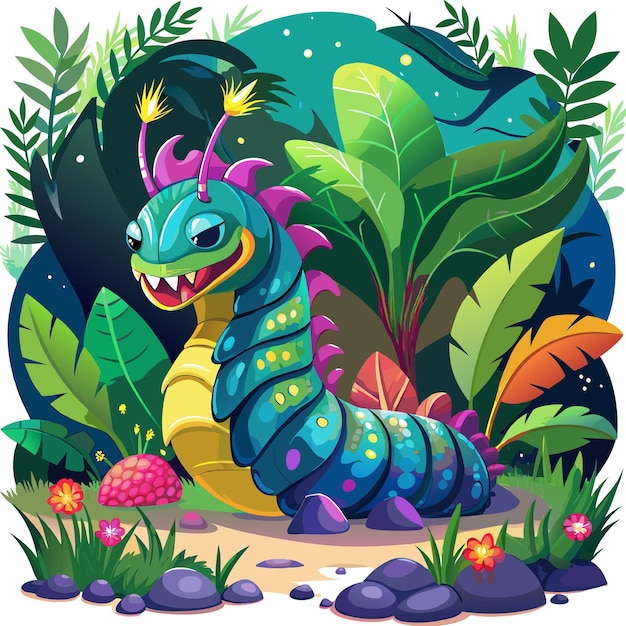 Cosmic Caterpillar powerful rests jungle vector