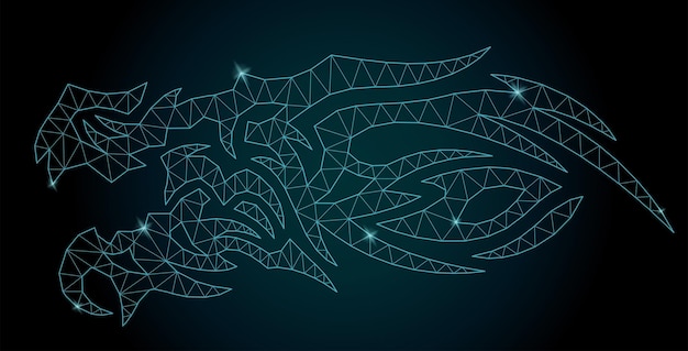 Cosmic low poly art with shiny dragon head