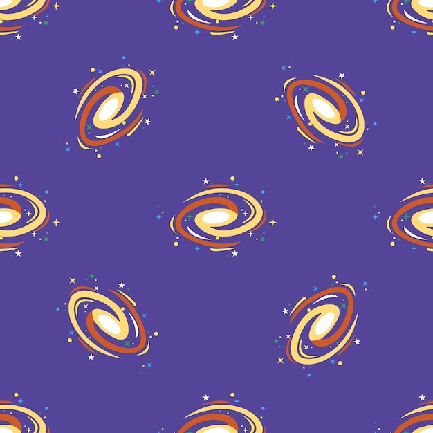 Cosmic swirl in the starry sky Seamless pattern Vector illustration